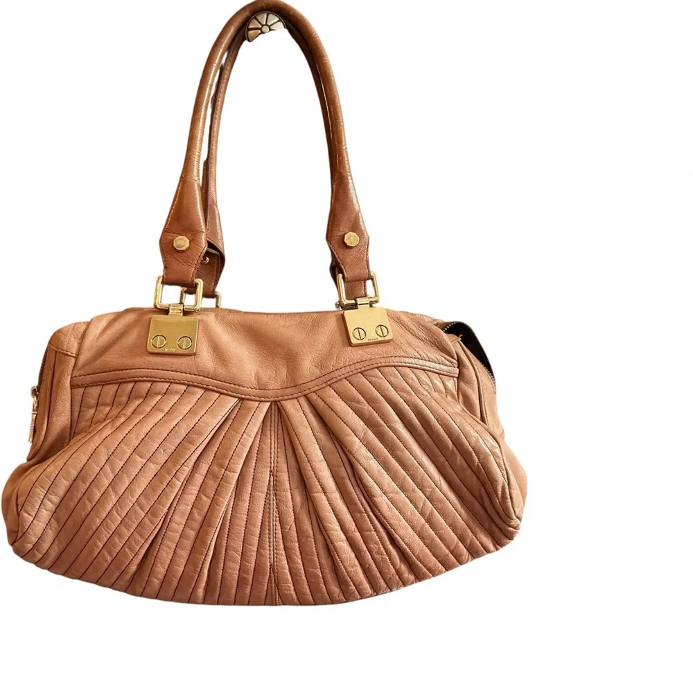 Treesje Women's Camel‎ Leather Satchel Handbag with Gold Hardware